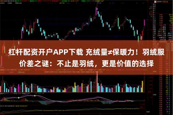 杠杆配资开户APP下载 充绒量≠保暖力！羽绒服价差之谜：不止是羽绒，更是价值的选择
